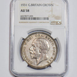 1931 Wreath Crown (NGC AU 58) - George V British Silver Coin - Very Nice