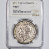 1931 Wreath Crown (NGC AU 58) - George V British Silver Coin - Very Nice