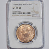 1884 Penny (NGC MS 63 RB) - Victoria British Bronze Coin - Superb