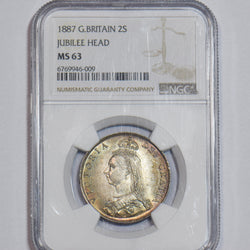 1887 Florin (NGC MS 63) - Victoria British Silver Coin - Superb