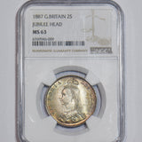 1887 Florin (NGC MS 63) - Victoria British Silver Coin - Superb