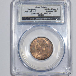 1863 Halfpenny (CGS 82) - Victoria British Bronze Coin - Superb