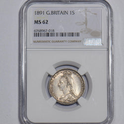 1891 Shilling (NGC MS 62) - Victoria British Silver Coin - Superb