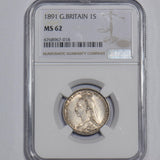 1891 Shilling (NGC MS 62) - Victoria British Silver Coin - Superb