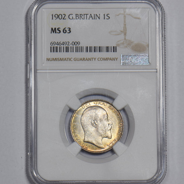1902 Shilling (NGC MS 63) - Edward VII British Silver Coin - Superb