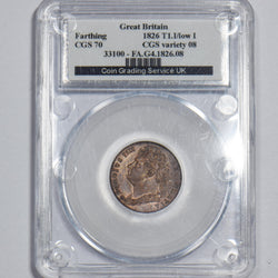 1826 Farthing (CGS 70) - George IV British Copper Coin - Very Nice