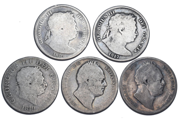 1816 - 1836 Halfcrowns Lot (5 Coins) - British Silver Coins