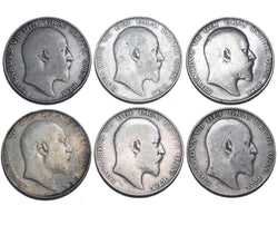 1902 - 1910 Halfcrowns Lot (6 Coins) - Edward VII British Silver Coins