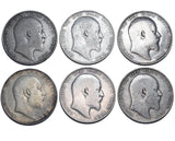 1902 - 1910 Halfcrowns Lot (6 Coins) - Edward VII British Silver Coins