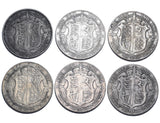 1902 - 1910 Halfcrowns Lot (6 Coins) - Edward VII British Silver Coins