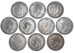 1925 Rare Date Halfcrowns Lot (10 Coins) - George V British Silver Coins