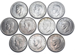 1937 - 1946 High Grade Halfcrowns Lot (10 Coins) - British Silver Coins