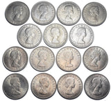 1953 - 1967 High Grade Halfcrowns Lot (15 Coins) - Elizabeth II British Coins