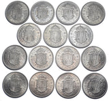 1953 - 1967 High Grade Halfcrowns Lot (15 Coins) - Elizabeth II British Coins
