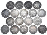 1865 - 1886 Shillings Lot (18 Coins) - Victoria British Silver Coins