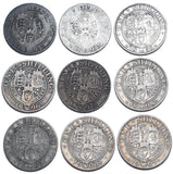 1893 - 1901 Shillings Lot (9 Coins) - Victoria British Silver Coins - Date Run