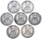 1902 - 1910 Shillings Lot (7 Coins) - Edward VII British Silver Coins