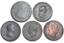 1797 - 1831 Pennies Lot (5 Coins) - British Copper Coins