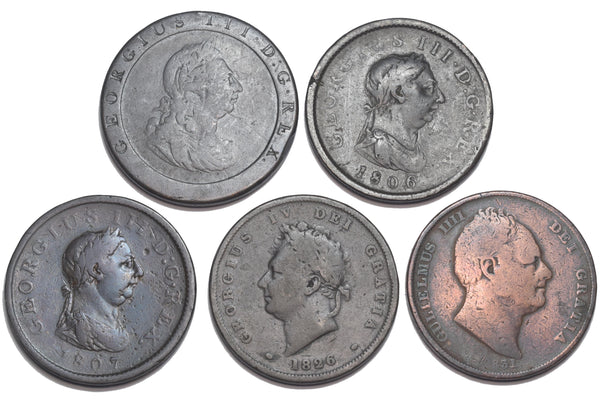 1797 - 1831 Pennies Lot (5 Coins) - British Copper Coins