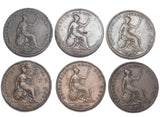 1851 - 1859 Pennies Lot (6 Coins) - Victoria British Copper Coins