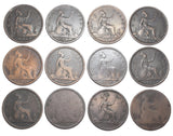 1860 - 1871 Pennies Lot (12 Coins) - Victoria British Bronze Coins - Date Run