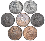 1895 - 1901 Pennies Lot (7 Coins) - Victoria British Bronze Coins - Date Run