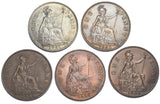 1931 - 1936 Pennies Lot (5 Coins) - George V British Bronze Coins