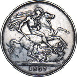 1887 Crown - Victoria British Silver Coin - Nice