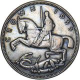1935 Crown - George V British Silver Coin - Nice