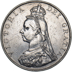 1887 Double Florin (Scarce Dies 1B) - Victoria British Silver Coin - Nice