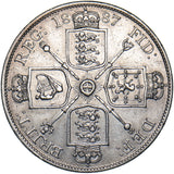 1887 Double Florin (Scarce Dies 1B) - Victoria British Silver Coin - Nice