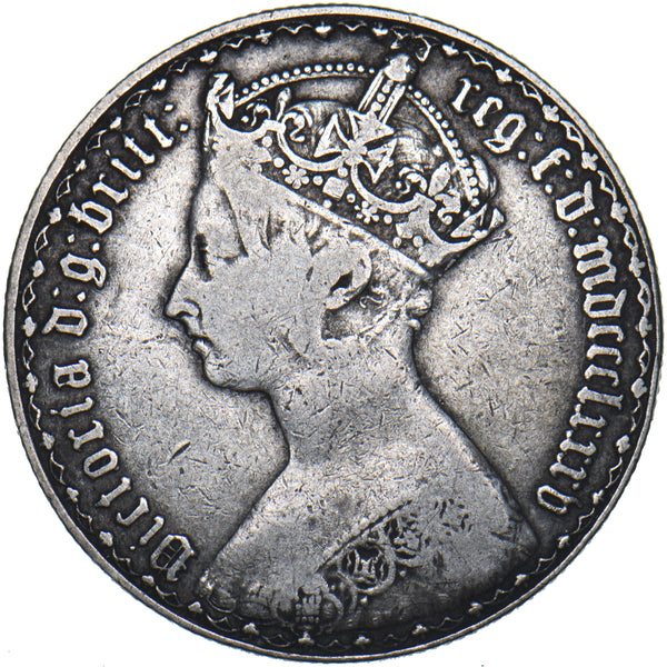 1885 Gothic Florin - Victoria British Silver Coin