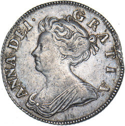 1705 Shilling (Plumes, Edge Damage) - Anne British Silver Coin