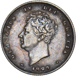 1825 Shilling (Bare Head) - George IV British Silver Coin - Nice