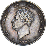 1825 Shilling (Bare Head) - George IV British Silver Coin - Nice