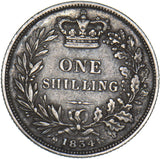 1834 Shilling - William IV British Silver Coin - Nice