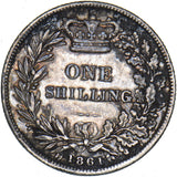 1861 Shilling - Victoria British Silver Coin - Nice
