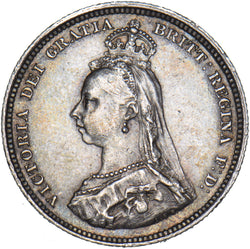 1887 Shilling - Victoria British Silver Coin - Very Nice