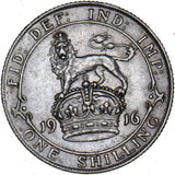 1916 Shilling - George V British Silver Coin - Very Nice
