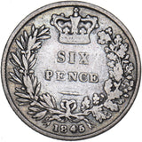 1845 Sixpence - Victoria British Silver Coin