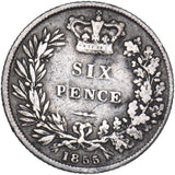 1855 Sixpence - Victoria British Silver Coin
