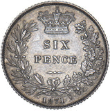 1871 Sixpence (Die no. 38) - Victoria British Silver Coin