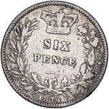 1876 Sixpence (Die no. 12) - Victoria British Silver Coin