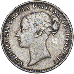 1877 Sixpence (No Die Number) - Victoria British Silver Coin - Nice