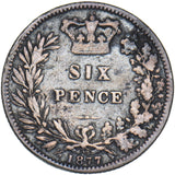 1877 Sixpence (Die no. 20) - Victoria British Silver Coin