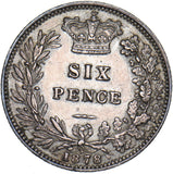 1878 Sixpence (Die no. 5) - Victoria British Silver Coin - Very Nice