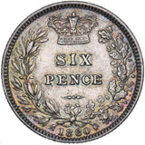 1880 Sixpence - Victoria British Silver Coin - Very Nice