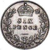 1892 Sixpence - Victoria British Silver Coin - Nice
