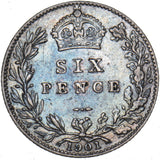 1901 Sixpence - Victoria British Silver Coin - Nice