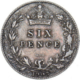 1903 Sixpence - Edward VII British Silver Coin - Nice